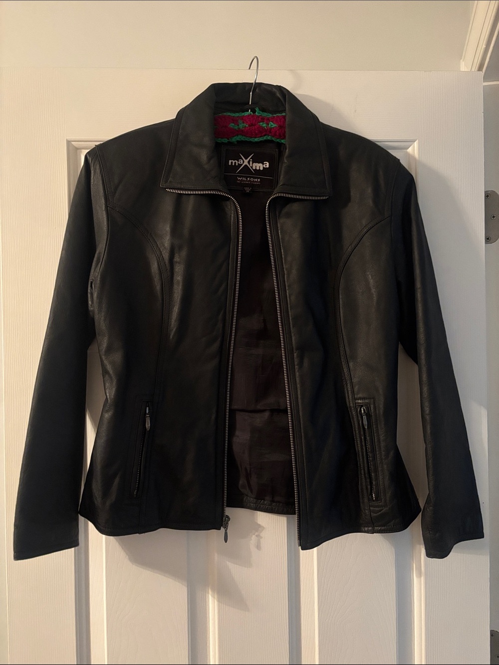 Wilson’s Leather Maxima Black Women's Leather Jacket with Zip Pockets